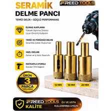 Freed Tools Seramik Delme Pançı 3’lü Set 12-18-20 mm Elmas Kaplama M14 Uyumlu