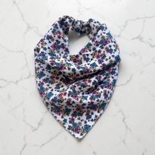 ALS Tasarım Dünyası Beyaz Renk Küçük Çiçek Desenli %100 Koton Bandana