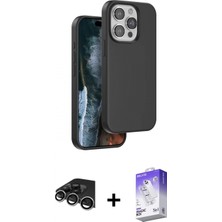 Pileli Store Pilelistore™ iPhone 14 Pro Max Kılıf Kıvılcım Çizgi Serisi - Siyah Bilvis 5in1 3D Magic Cam Ekran Koruyucu + Raze Metal Kamera Lens - Gs
