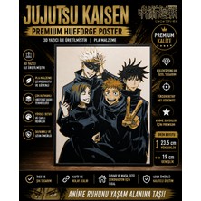 Figür Bende Jujutsu Kaisen Premium Hueforge Poster – 3D Baskı Pla Duvar Dekoru (23.5 x 19 Cm)