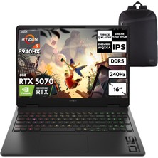 Hp Omen 16-AP0032NT Ryzen 9-8940HX 40-Gbddr5 4 Tbssd RTX5070 (8gb) 16" 240Hz Windows 11 Home + Hmf Sırt Çantası CA8E9EAHMF36