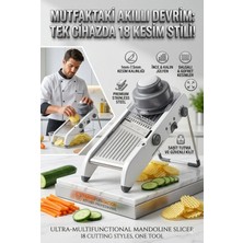 Transformacion Profesyonel Mandolin Rende Sebze Doğrayıcı - 18 Fonksiyonlu Ayarlı Jülyen Dilimleyici 723134