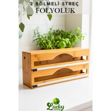 Lucky Love 2 Bölmeli Bambu Lüks Streç ve Folyo Kesici, Bambu Streçlik ve Folyo Kesici