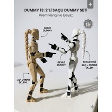 M&D Design Dummy 13 Hareketli Figür Seti - Saçlı Özel Versiyon 2'li Paket - 3D Baskı Krem- Beyaz Robot