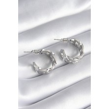 Youday Accessories Pirinç Gümüş Renk Zirkon Taşlı Zincir Model Kadın Küpe