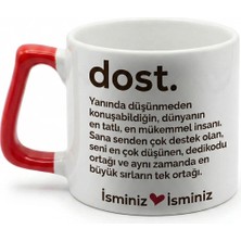 Desene Bak Dosta Hediye Dost Yazılı Baskılı Seramik Hediye Kupa Bardak