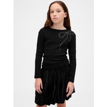 Gap Kız Çocuk Siyah Süslü T-Shirt