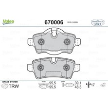 Valeo 670006 Fren Balatası Arka Mını R55 R56 R57 R58 R59 34216778327