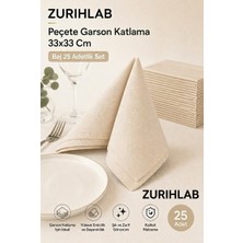 Zürih Ticaret ZURIHLAB Premium Bej Garson Katlama Peçete 33X33 cm - 25'li Set – Restaurant & Cafe ve Misafir Sunum Peçetesi