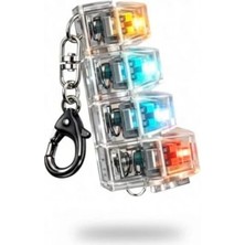 Calperia Işıklı Mekanik Klavye Anahtarlık, Stres Azaltıcı Fidget Oyuncağı ve Çok Renkli LED ile