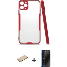 İlk El Grup Pilelistore™ iPhone 11 Pro Max Kılıf Atlas Asil Serisi - Siyah 3D Antistatik Hayalet Cam Ekran Koruyucu + Renkli Kamera Lens Koruma Cam - Yl