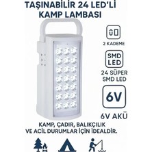 Mobee 24 LED USB Şarjlı Kamp Lambası 6V 3AH Akülü 80 Saat Işıldak Taşınabilir Fener MKMP-003