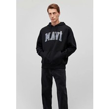 Mavi Mavi Logo Baskılı Kapüşonlu Siyah Sweatshirt 067149-902