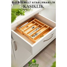 Lucky Love Bambu Lüks Ayarlanabilir Çekmece Içi Ölçü Ayarlı Kaşıklık 5-7 Bölmeli