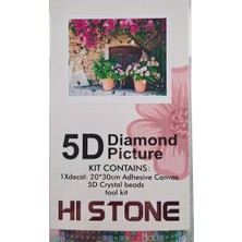5d Elmas Taş Işleme Kiti 20X30 cm Saksılarda Çiçekler Desen