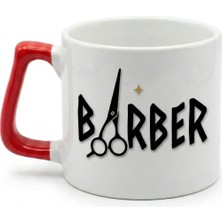 Desene Bak Barber Yazılı Berberlere Hediyelik Baskılı Seramik Hediye Kupa Bardak