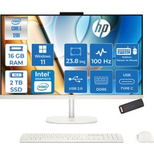Hp Omnistudio 24-CU0011NT Intel Core 5 120U 5.0 Ghz 16GB Ddr5 2tb SSD Windows 11 Pro 23.8" Fhd (1920 x 1080) 100HZ IPS Beyaz All In One Bilgisayar HPD61Z2EAP03+ Zetta Bellek