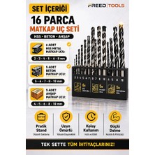 Freed Tools 16 Parça Matkap Ucu Seti Hss Beton Ahşap Çok Amaçlı Delme Uçları Seti