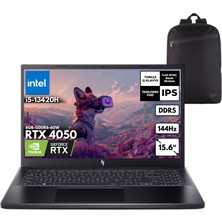 Acer Nitro V 15 ANV15-51-54UY I5-13420H 32-Gbddr5 512 Gbssd RTX4050 (6GB-GDDR6-60W) 15.6" Fhd Freedos + Hmf Sırt Çantası NH.QNBEY.001HMF21
