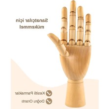 Aesco Ahşap El Modeli, Mafsallı Tabanlı Çizim ve Takı Sergileme Mankeni, 25 cm