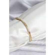 Serelya 14K Gold Renk Kaplama Kare Zincir Model cm Kadın Bileklik