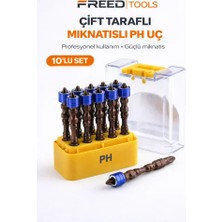 Freed Tools Ph2 Stoplu Vida Sıkma Ucu Mıknatıslı Çift Yönlü Yıldız Bits Uç 10 Adet