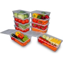 Calperia 10 Adet Şeffaf 2000 ml Buzdolabı Saklama Kabı, Kendinden Kapaklı ve Bpa Free