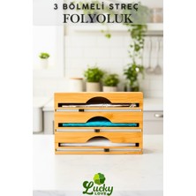 Lucky Love 3 Bölmeli Bambu Lüks Streç ve Folyo Kesici, Bambu Streçlik ve Folyo Kesici