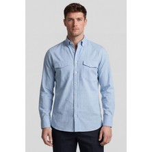 Bisse Regular Fit Uzun Kol Keten Paşa Yaka Gri Erkek Gömlek BSGMKTN25327_D55