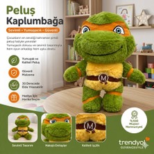 TigoesMichelangelo Ninja Kaplumbağa 25 cm Oyuncak Peluş Turuncu Bandanalı Yumuşak Uyku Arkadaşı Hediyelik Figür