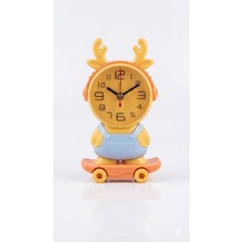 Efemark Kalem Traş Özellikli Kaykaylı Çocuk Odası Masa Saati 24 cm Sarı