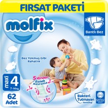 Molfix 4 Beden Bebek Bezi Fırsat Paketi 62 Adet