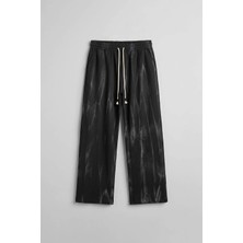 Abluka Online Erkek Baggy Fit Spray Desenli Lastikli Bel Pantolon Siyah