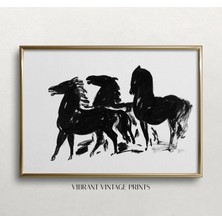 Ninastore Antik At Gravür Baskısı: Siyah Beyaz Antika Sanat Eseri (Baskı)