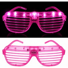 Mey Ithalat® LED Işıklı Panjur Parti Gözlüğü Pembe Renk Shutter Gözlük
