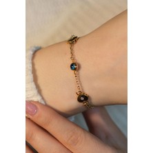 Güneyler Altın Ve Mücevherat Kalpli Nazar Boncuklu Bileklik 22 Ayar A079755