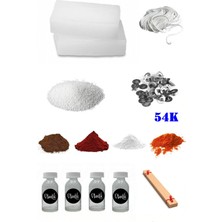 OEM 54K Mum Yapım Başlangıç Seti 500GR Parafin Kavanoz 4 Esans 4 Boya Fitiller Stearin Evde Mum Yapımı