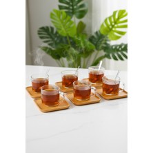 Lucky Love 6 Adet Lüks Yuvarlak Kare Bambu Bardak Altlığı Çay Tabağı Altlığı Fincan Altlığı Şık Dekor