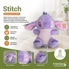 Tigoes Mor Stitch Peluş Oyuncak 25 cm Ikonik Karakter Tasarımlı Yumuşak Uyku Arkadaşı Sevimli Hediyelik Figür