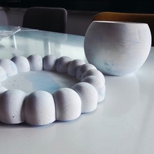 Utaylife Modern Beton Dekoratif Obje Seti Bubble Tabak ve Minimalist Saksı / Mum Dönüştürücü /  Bardak Altlıkları