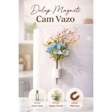 Mystoray Dolap Magneti Cam Vazo Mıknatıslı Vazo Yapay Çiçekli Buzdolabı Süsü Dekoratif Mutfak -Çiçek Dahil-!