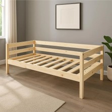 Pinoxi Ahşap Sedir Kanepe 80X190 cm (Iç Ölçü) Mindersiz Doğal Natural Masif Ahşap