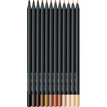 Aesco Faber-Castell Black Edition Boya Kalemi 12’li Skin Tones, Siyah Lata, Siyah Kağıda Uyumlu, Ergonomik Üçgen Gövde, Ten Renkleri