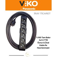 Viko Multi-Let Siyah 6'lı 9 Metre Topraklı Çocuk Korumalı Kablolu Grup Priz