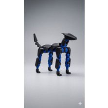 M&D Design Dummy K9 Robot Köpek Figürü - 3D Yazıcı Eklemli Hareketli Oyuncak - Mavi Siyah