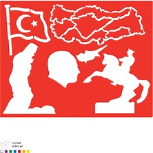 Ark Milli Semboller ve Atatürk Temalı Boyama Şablonu  2 Adet