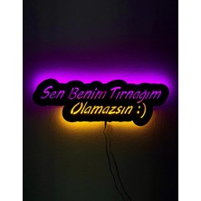 Sem Concept Ledli Işıklı Sen Benim Tırnağım Olamazsın :) Yazılı Tablo, Ahşap Duvar Dekorasyonu, Gece Lambası