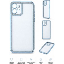 Akbix Accessory iPhone 11 Uyumlu Mavi Simli Renkli Kılıf
