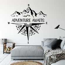 Sticker Usta Pusula  Adventure Awaits Sticker - Araba Oto Motosiklet Karavan Araç Sticker - 00337
