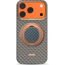 iPhone 17 Pro Kılıf Raptic 2in1 Bundle Kit Aramid Skin Destiny Serisi Stand ve Kapak Gold-Mavi